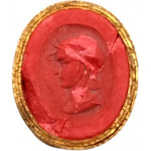 Portrait stamp in red lacquer- 18th century