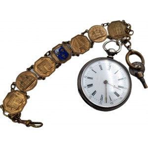 Strieborné skrutkovacie vreckové hodinky z 19. storočia s mottom - Francúzsko