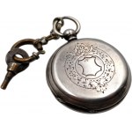 Silberne verschraubte Taschenuhr aus dem 19. Jahrhundert mit Motto - Frankreich