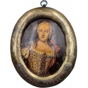 Mária Terézia (1717- 1780) Portrétna miniatúra na medenej platni - 19. storočie