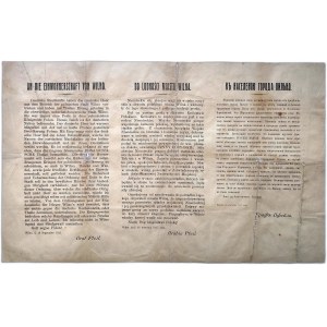 Proklamation des Grafen Pfeil an die Bevölkerung der Stadt Vilnius - Vilnius 18. September 1915