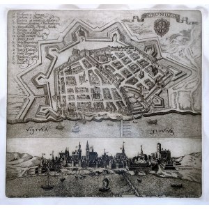 Piotrowski Mirosław - panoráma Torune podľa Meriana 1652