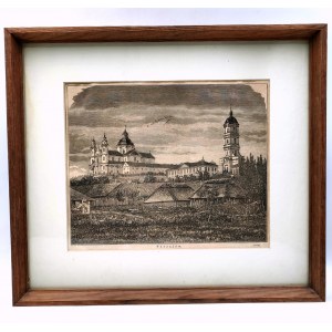 Jan Krajewski - dřevoryt - Pochajovský klášter 1875 [Kresy, Volyň , Ukrajina].