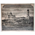 Jan Krajewski - dřevoryt - Pochajovský klášter 1875 [Kresy, Volyň , Ukrajina].