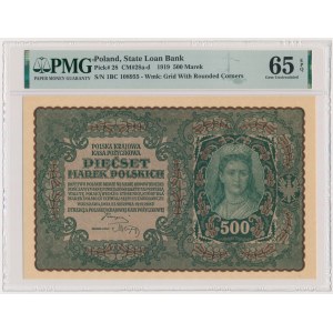 500 marek 1919 - I Serja BC - PMG 65 EPQ