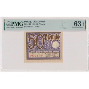 Danzig, 50 fenig 1919 - fialová - PMG 63 EPQ