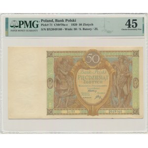 50 złotych 1929 - Ser.B.X. - PMG 45 - rzadsza