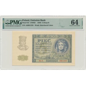 5 złotych 1940 - A - PMG 64