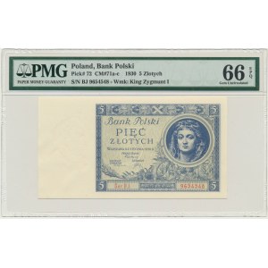 5 złotych 1930 - Ser.BJ. - PMG 66 EPQ