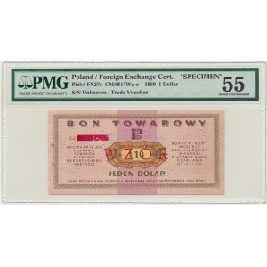 Pewex, 1 dolar 1969 - WZÓR - Ed - PMG 55