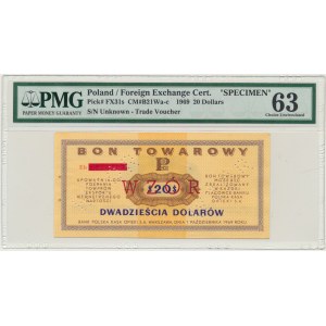Pewex, 20 dolarów 1969 - WZÓR - Eh - PMG 63