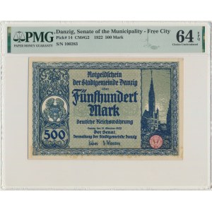 Danzig, 500 Mark 1922 - PMG 64 EPQ