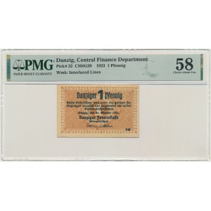 Danzig, 1 Pfennig 1923 - October - watermark Squares - PMG 58
