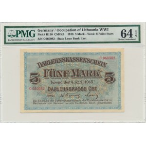 Kowno, 5 mark 1918 - C - PMG 64 EPQ