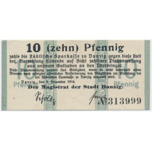 Danzig, 10 fenig 1916 - zelený tisk - RARE