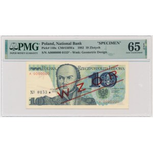 10 złotych 1982 - WZÓR - A 0000000 No.0153 - PMG 65 EPQ