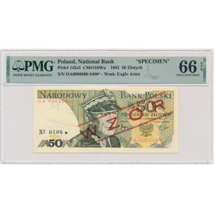 50 złotych 1982 - WZÓR - DA 0000000 - No.0408 - PMG 66 EPQ - RZADSZY