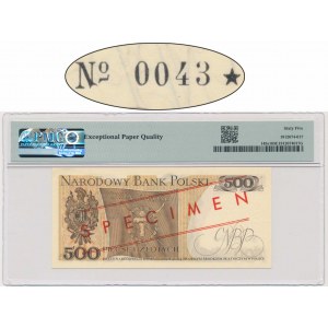 500 złotych 1976 - WZÓR - AF 0000000 - No.0043 - PMG 65 EPQ - niski numer wzoru