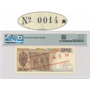 500 złotych 1982 - WZÓR - CD 0000000 - No.0014 - PMG 67 EPQ - bardzo niski numer wzoru