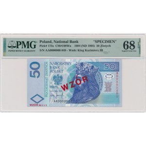 50 złotych 1994 WZÓR - AA 0000000 - Nr 048 - PMG 68 EPQ