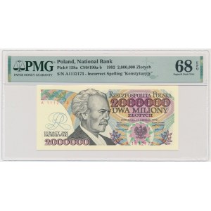 2 miliony złotych 1992 - A - Konstytucyjy - PMG 68 EPQ