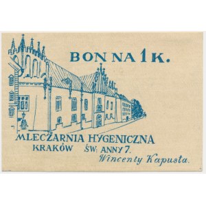Kraków, Mleczarnia Hygieniczna, 1 korona 1919 - Druk II -