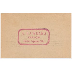 Kraków, Antoni Hawełka, 1 korona 1919 - blankiet -
