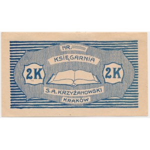 Kraków, Księgarnia S.A. Krzyżanowski, 2 korony 1919 - blankiet -