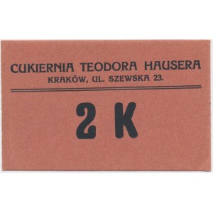 Kraków, Cukiernia Teodora Hausera - 2 korony 1919 - RZADKOŚĆ