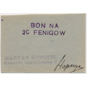 Kraków, Maurycy Hupczyc, 20 fenigów 1920 - RZADKIE