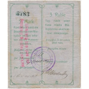 Białystok 5 marek = 3 ruble 1915 v.rare