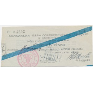 Chojnice, czek na 2 złote 1939