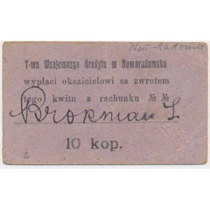 Noworadomsk, T-wo Wzajemnego Kredytu, 10 kopiejek 1919