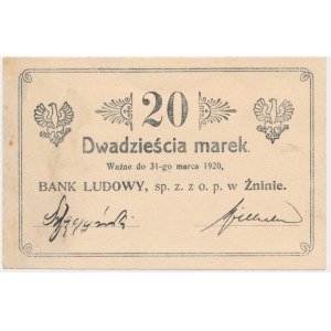 Żnin (Znin), Bank Ludowy, 20 marek 1920 - odwrotka