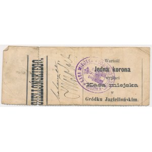 Gródek Jagielloński - 1 korona 1914 - egzemplarz z obiegu z zawieszką - BARDZO RZADKI