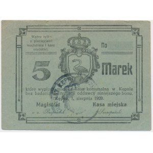 Kępno (Kempen I.P), 5 marek 1920 - BARDZO RZADKI