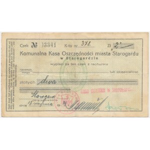 Starogard, czek na 2 złote 1939