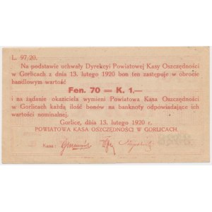 Gorlice, 70 fenigów = 1 korona 1920 - Serya B