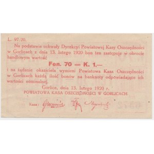Gorlice, 70 fenigów = 1 korona 1920 - Serya B