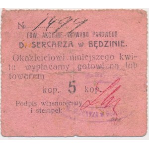 Będzin, T-wo Akcyjne Browaru Parowego D. Sercarza, 5 kopiejek 1914