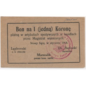 Nowy Sącz, 1 korona 1918 - styczeń