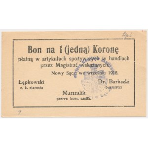 Nowy Sącz, 1 crown 1918 - September