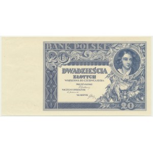 20 Zloty 1931 - Destruktion ohne Serie und Ziffer und ohne Unterdruck