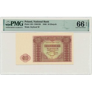 10 złotych 1946 - PMG 66 EPQ - papier biały