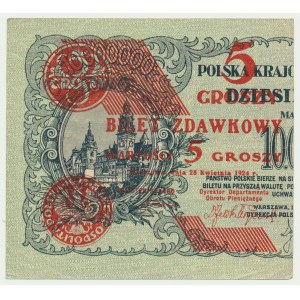 5 groszy 1924 - lewa połowa -