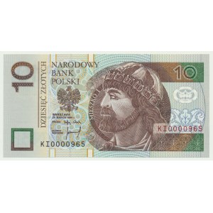 10 złotych 1994 - KI 0000965 - niski numer seryjny
