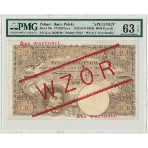 1.000 złotych 1919 - WZÓR - wysoki nadruk - PMG 63 EPQ