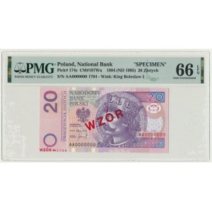 20 złotych 1994 - WZÓR - AA 0000000 - Nr 1764 - PMG 66 EPQ
