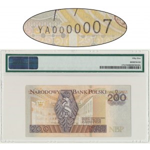 200 złotych 1994 - YA 0000007 - PMG 55 - seria zastępcza - NISKI NUMER