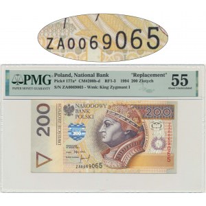 200 złotych 1994 - ZA - PMG 55 - seria zastępcza TDLR - rzadsza